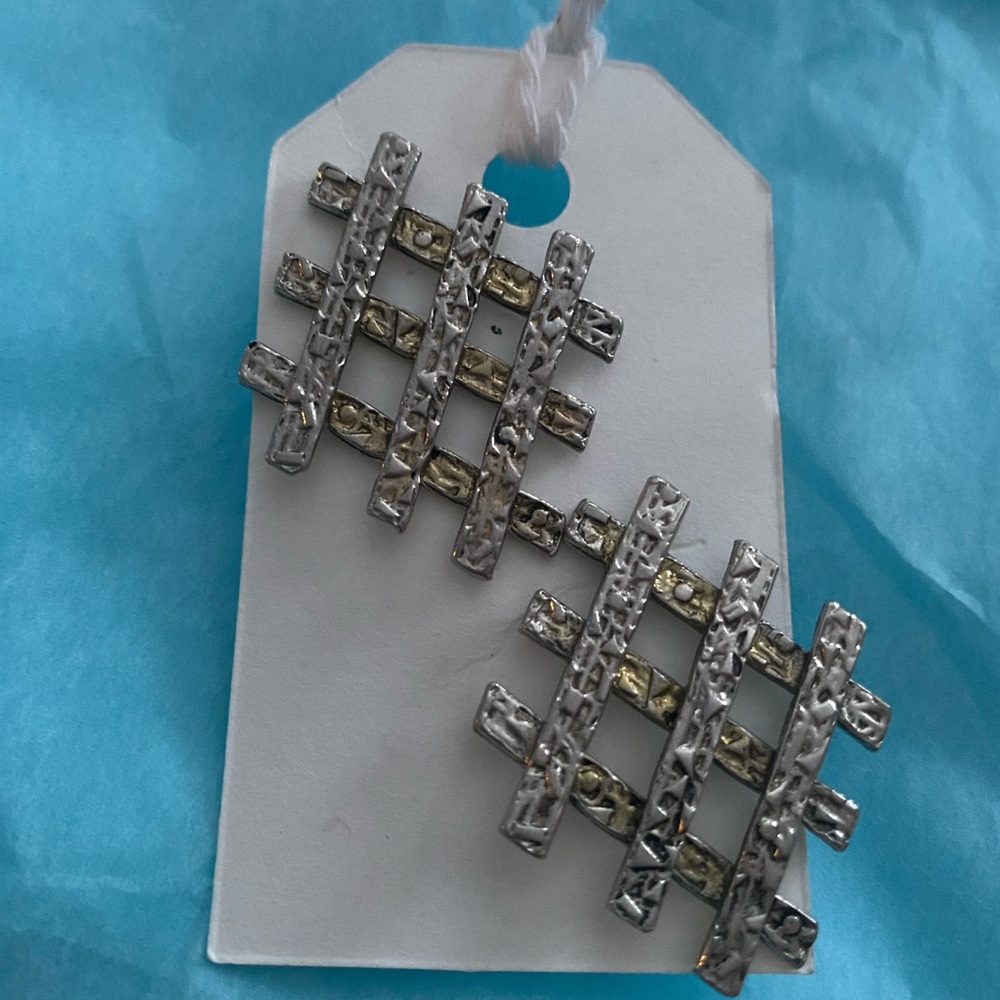 Silver and Gold Geometric Earrings - Hashtags